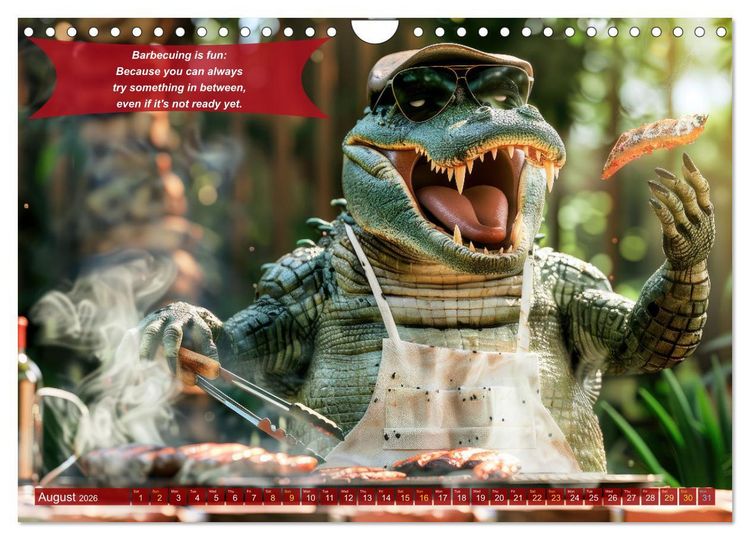 Produktbild: Funny charming animals as barbecue chef (Wall Calendar 2026 DIN A4 landscape), CALVENDO 12 Month Wall Calendar