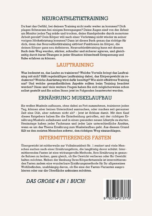 Produktbild: Neuroathletiktraining | Lauftraining | Ern&auml;hrung Muskelaufbau | Intermittierendes Fasten - Das gro&szlig;e 4 in 1 Buch: Schritt f&uuml;r Schritt zu sportlicher H&ouml;chstleistung und einem athletischen K&ouml;rper