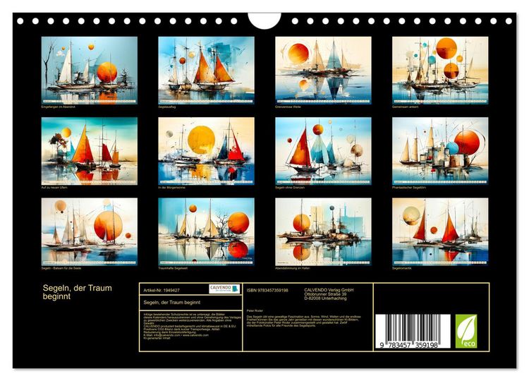 Produktbild: Segeln, der Traum beginnt (Wandkalender 2026 DIN A4 quer), CALVENDO Monatskalender