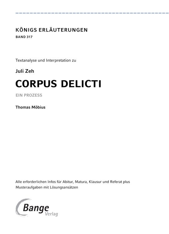 Produktbild: Corpus Delicti von Juli  Zeh - Textanalyse und Interpretation