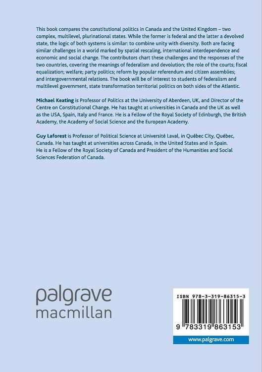 Produktbild: Constitutional Politics and the Territorial Question in Canada and the United Kingdom