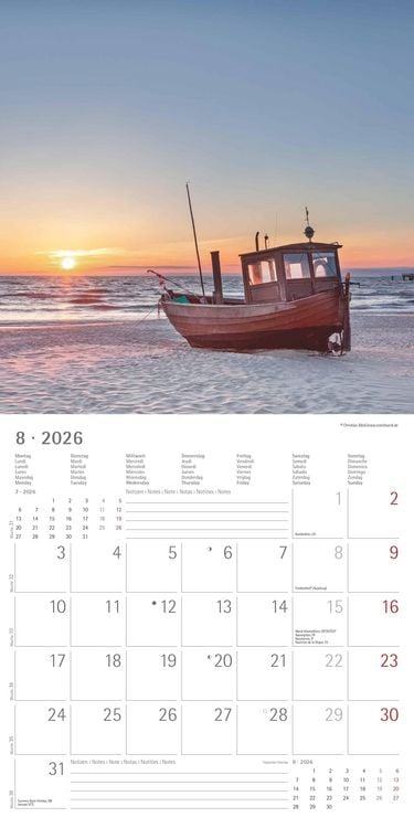 Produktbild: Seeblick 2026 - Broschürenkalender 30x30 cm (30x60 geöffnet) - Kalender mit Platz für Notizen - Sea View - Bildkalender - Wandplaner - Wandkalender