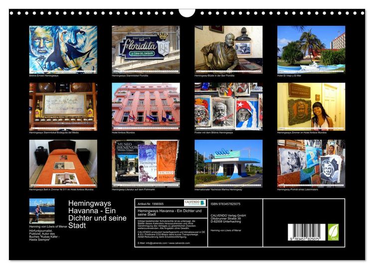 Produktbild: Hemingways Havanna - Ein Dichter und seine Stadt (Wandkalender 2026 DIN A3 quer), CALVENDO Monatskalender