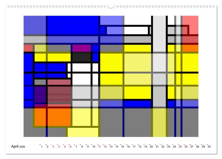 Produktbild: Abstract Variations inspired by Mondrian (Wandkalender 2026 DIN A2 quer), CALVENDO Monatskalender
