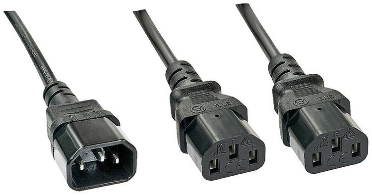 Produktbild: LINDY Strom Y-Kabel [1x Kaltger&auml;te-Stecker C14 - 2x Kaltger&auml;te-Buchse C13] 1.00 m Schwarz