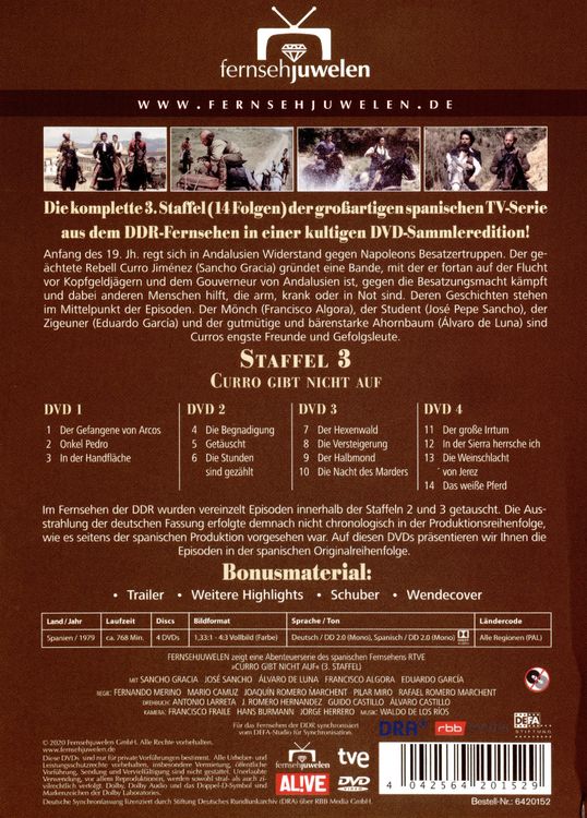 Produktbild: Curro Jim&eacute;nez: Curro gibt nicht auf - Die komplette 3. Staffel [4 DVDs] (Fernsehjuwelen)