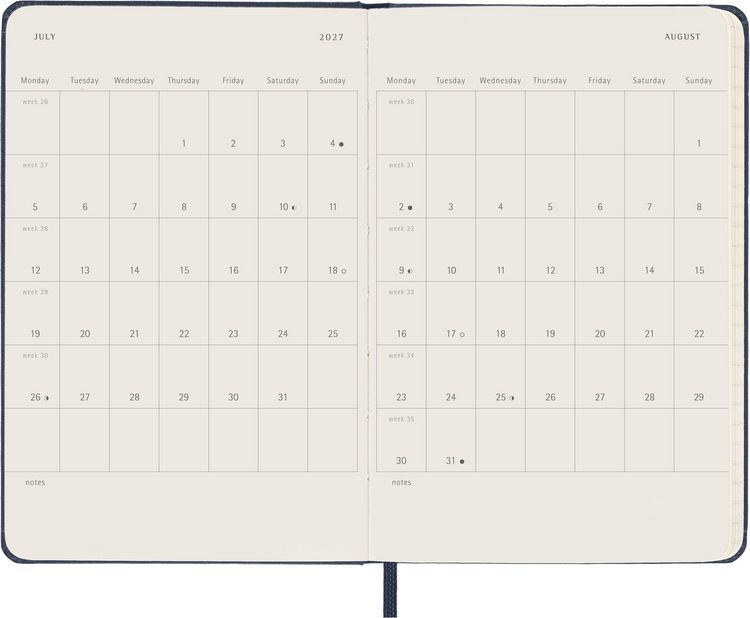 Produktbild: Moleskine 12 Monate Tageskalender 2027, Pocket/A6, 1 Tag = 1 Seite, Fester Einband, Saphir