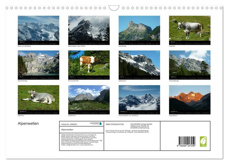 Produktbild: Alpenwelten (Wandkalender 2027 DIN A3 quer), CALVENDO Monatskalender