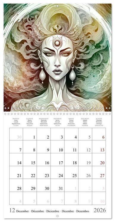 Produktbild: Univers Enchanteresses (Calendrier mural carr&eacute; 2026 30x30 cm) Calendrier double avec une page pour vos prises de notes