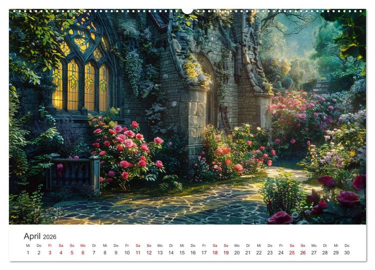 Produktbild: Verwunschene G&auml;rten - Eine Zeitreise (Wandkalender 2026 DIN A2 quer), CALVENDO Monatskalender