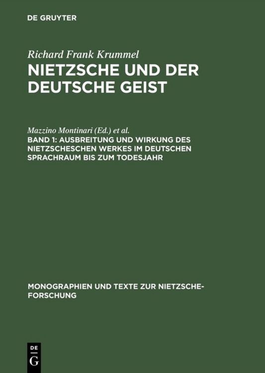Produktbild: Ausbreitung und Wirkung des Nietzscheschen Werkes im deutschen Sprachraum bis zum Todesjahr