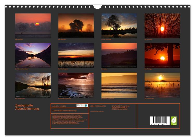 Produktbild: Zauberhafte Abendstimmung (Wandkalender 2026 DIN A3 quer), CALVENDO Monatskalender