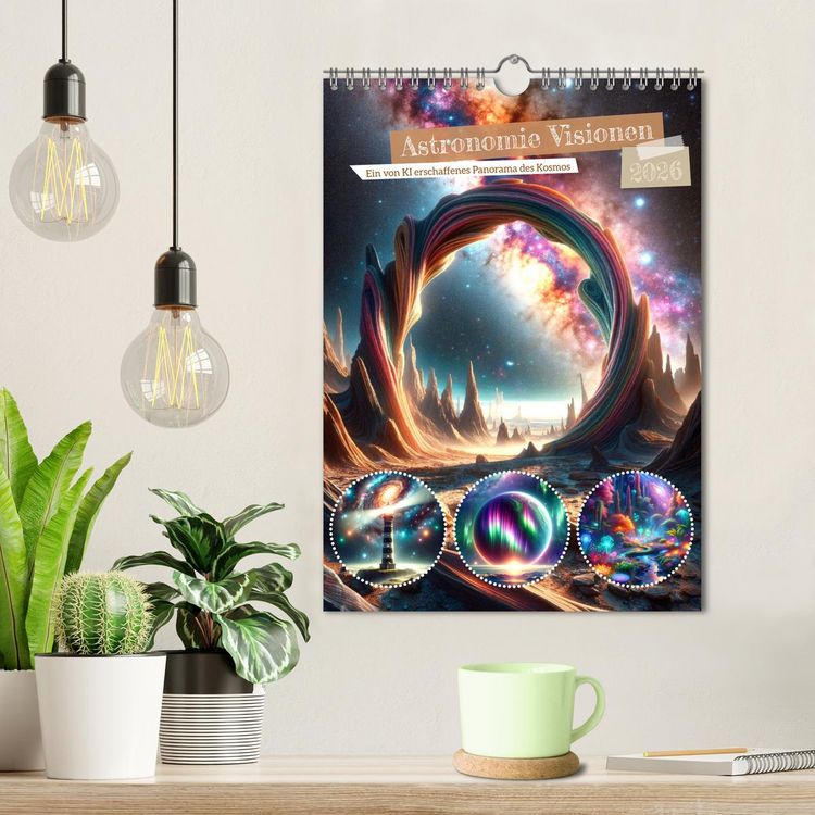 Produktbild: Astronomie Visionen - Ein von KI erschaffenes Panorama des Kosmos (Wandkalender 2026 DIN A4 hoch), CALVENDO Monatskalender