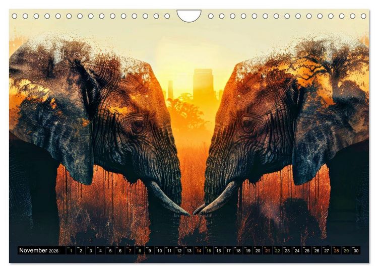 Produktbild: Elefanten - modern Art (Wandkalender 2026 DIN A4 quer), CALVENDO Monatskalender