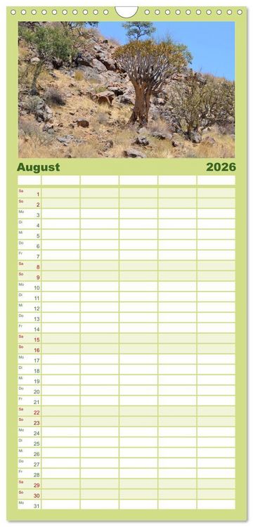 Produktbild: Familienplaner 2026 - Namibia mit 5 Spalten (Wandkalender, 21 x 45 cm) CALVENDO