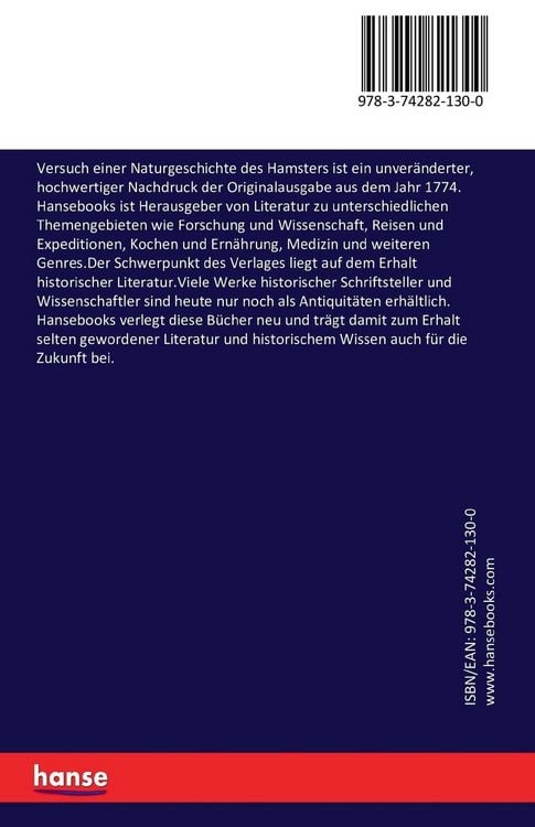 Produktbild: Versuch einer Naturgeschichte des Hamsters