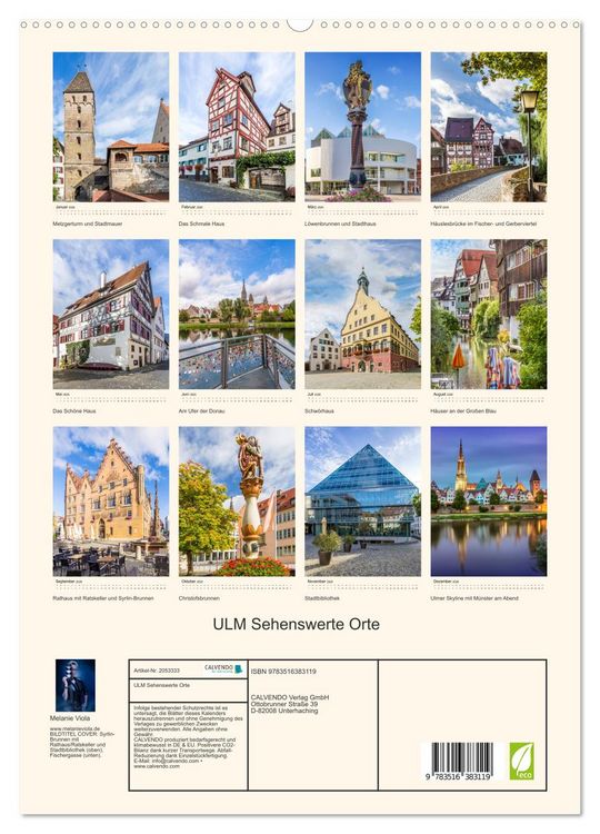 Produktbild: ULM Sehenswerte Orte (hochwertiger Premium Wandkalender 2026 DIN A2 hoch), Kunstdruck in Hochglanz
