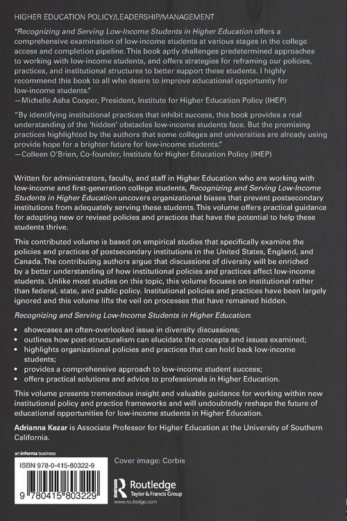 Produktbild: Recognizing and Serving Low-Income Students in Higher Education