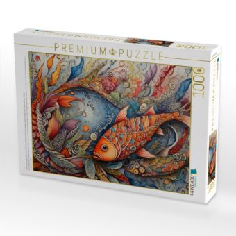 Produktbild: CALVENDO Puzzle Fisch, zentangle, farbenfroh, Fantasie, fantasievoll, bunt, orange, wasser, lustig, Tier, Kinderzimmer, Kinder | 1000 Teile Lege-Gr&ouml;&szlig;e