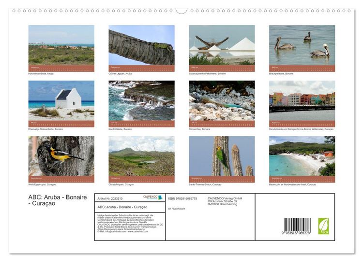 Produktbild: ABC: Aruba - Bonaire - Cura&ccedil;ao (hochwertiger Premium Wandkalender 2026 DIN A2 quer), Kunstdruck in Hochglanz