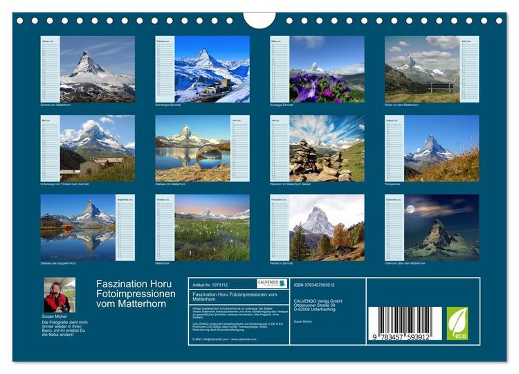 Produktbild: Faszination Horu Fotoimpressionen vom Matterhorn (Wandkalender 2026 DIN A4 quer), CALVENDO Monatskalender