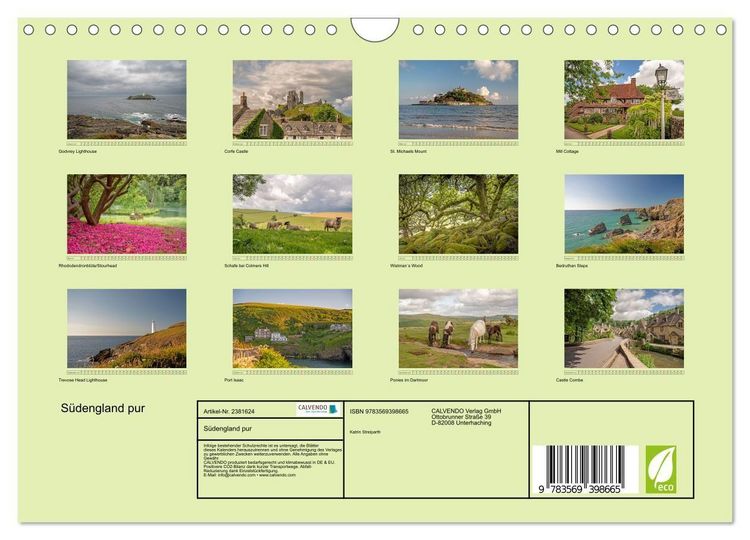Produktbild: S&uuml;dengland pur (Wandkalender 2027 DIN A4 quer), CALVENDO Monatskalender