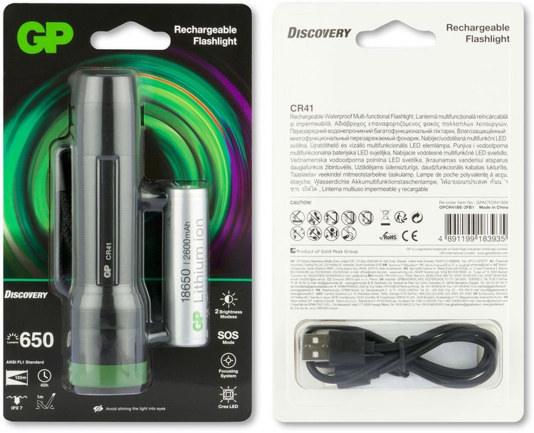 Produktbild: GP Discovery GPDISFLCR41BL935 GPDISFLCR41BL935 LED Taschenlampe akkubetrieben 650 lm 40 h 179 g