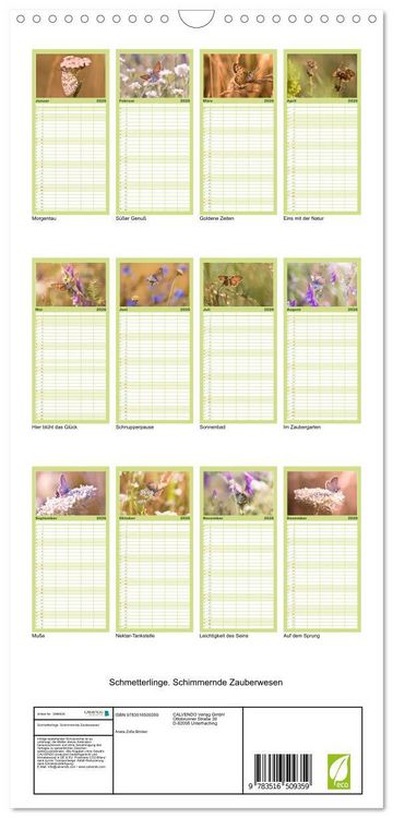 Produktbild: Familienplaner 2026 - Schmetterlinge. Schimmernde Zauberwesen mit 5 Spalten (Wandkalender, 21 x 45 cm) CALVENDO