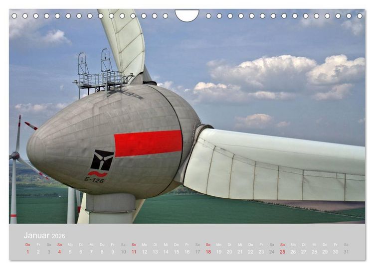 Produktbild: Windkraftanlagen aus der Luft fotografiert (Wandkalender 2026 DIN A4 quer), CALVENDO Monatskalender