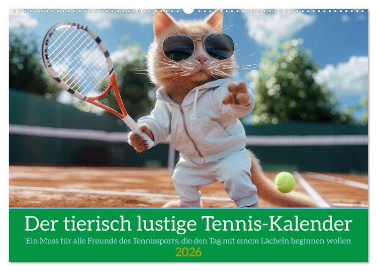 Produktbild: Der tierisch lustige Tennis-Kalender (Wandkalender 2026 DIN A2 quer), CALVENDO Monatskalender