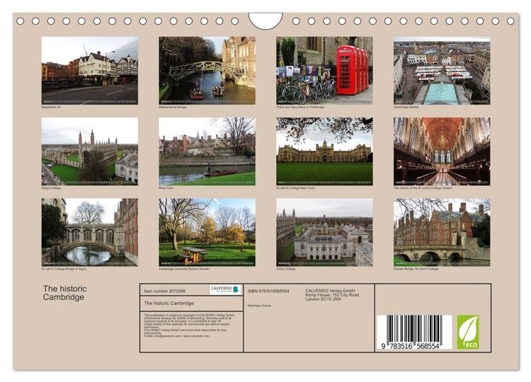 Produktbild: The historic Cambridge (Wall Calendar 2026 DIN A4 landscape), CALVENDO 12 Month Wall Calendar