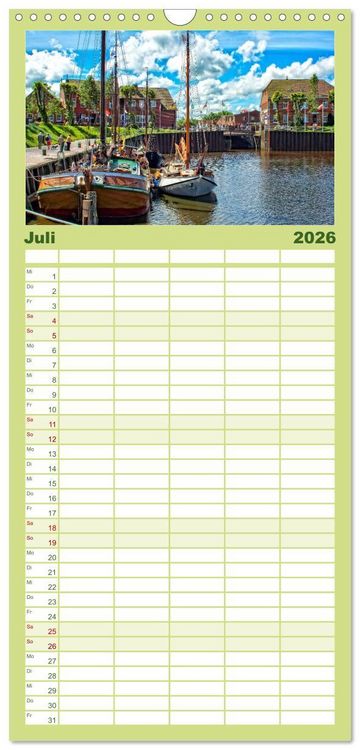 Produktbild: Familienplaner 2026 - Reise an die Nordsee - Carolinensiel mit 5 Spalten (Wandkalender, 21 x 45 cm) CALVENDO