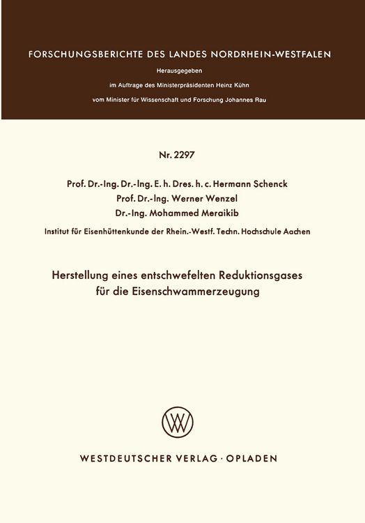 Produktbild: Herstellung eines entschwefelten Reduktionsgases f&uuml;r die Eisenschwammerzeugung