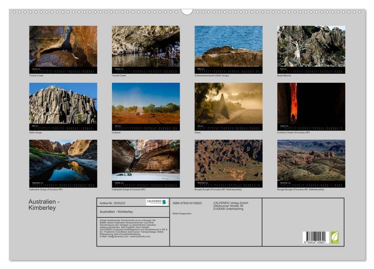 Produktbild: Australien - Kimberley (Wandkalender 2026 DIN A2 quer), CALVENDO Monatskalender