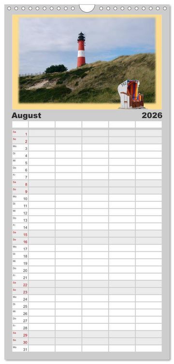 Produktbild: Familienplaner 2026 - Leuchtt&uuml;rme Schleswig-Holsteins mit 5 Spalten (Wandkalender, 21 x 45 cm) CALVENDO