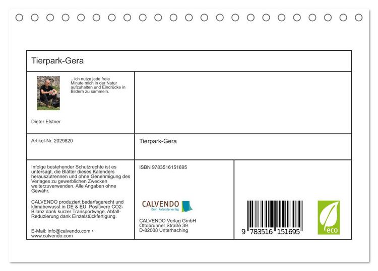 Produktbild: Tierpark-Gera (Tischkalender 2026 DIN A5 quer), CALVENDO Monatskalender