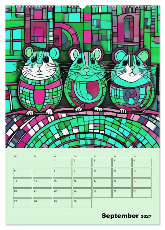 Produktbild: Farbenfrohe Tiermalerei (hochwertiger Premium Wandkalender 2027 DIN A2 hoch), Kunstdruck in Hochglanz