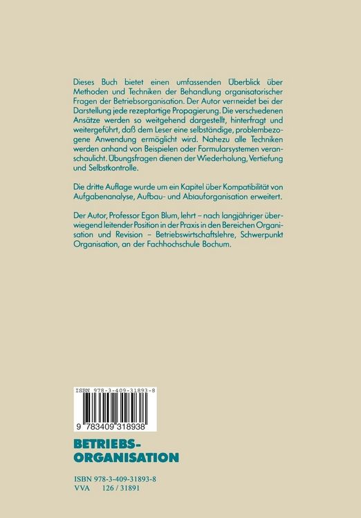 Produktbild: Betriebsorganisation
