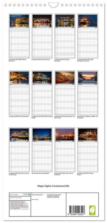 Produktbild: Familienplaner 2027 - Magic Nights Containerschiffe mit 5 Spalten (Wandkalender, 21 x 45 cm) CALVENDO
