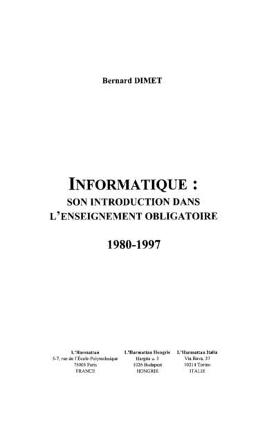 Produktbild: Informatique: introduction dans l'enseig