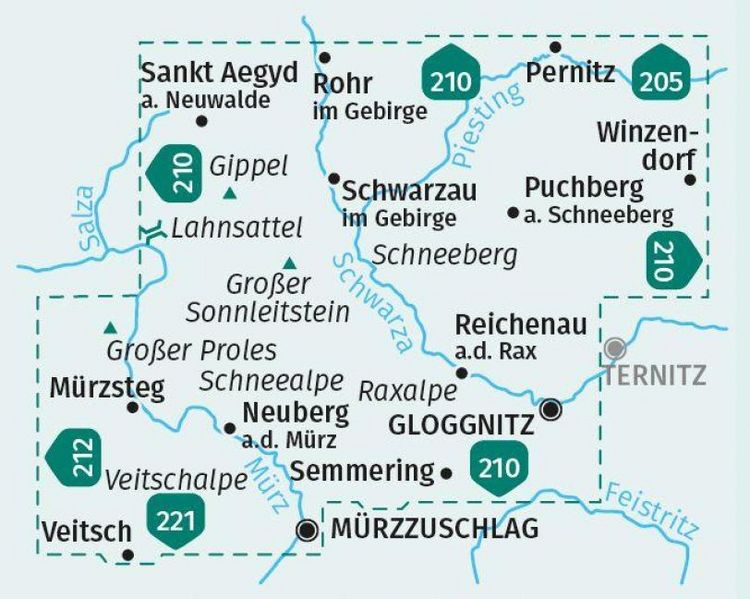 Produktbild: KOMPASS Wanderkarten-Set 228 Wiener Hausberge, Schneeberg, Rax (2 Karten) 1:25.000