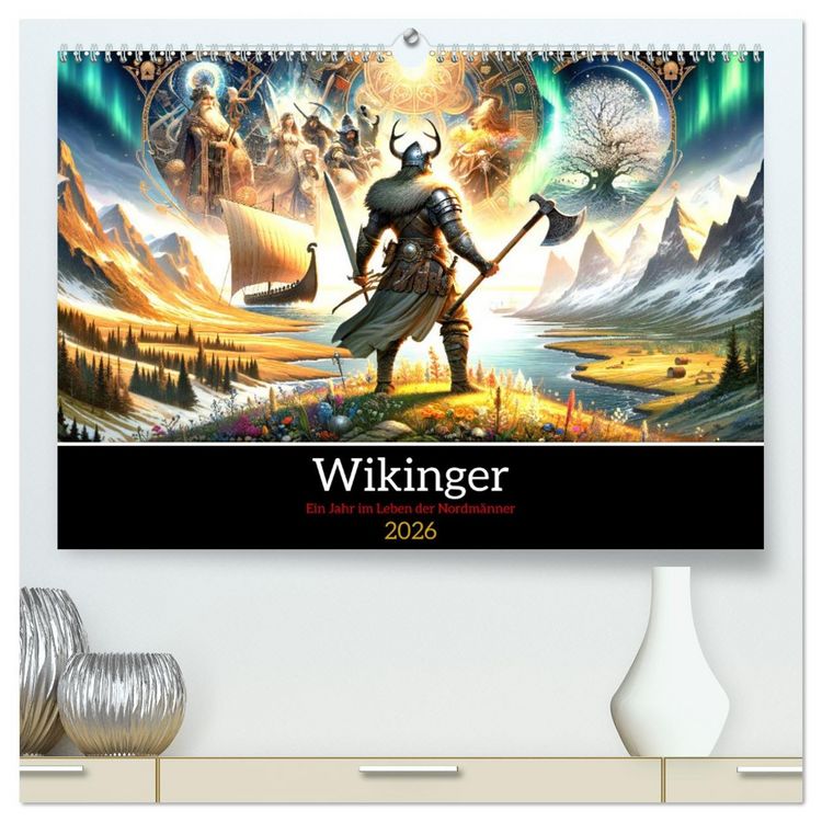 Produktbild: Wikinger - Ein Jahr im Leben der Nordm&auml;nner (hochwertiger Premium Wandkalender 2026 DIN A2 quer), Kunstdruck in Hochglanz