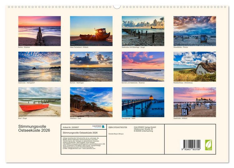 Produktbild: Stimmungsvolle Ostseek&uuml;ste 2026 (hochwertiger Premium Wandkalender 2026 DIN A2 quer), Kunstdruck in Hochglanz