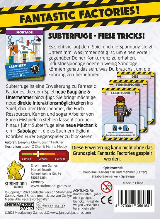 Produktbild: Fantastic Factories: Subterfuge (Erweiterung)