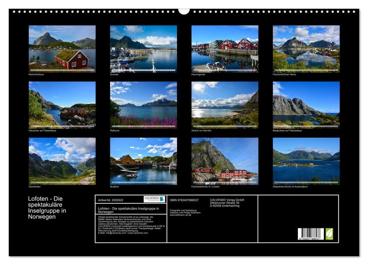 Produktbild: Lofoten - Die spektakul&auml;re Inselgruppe in Norwegen (Wandkalender 2026 DIN A2 quer), CALVENDO Monatskalender