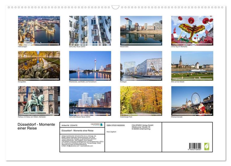 Produktbild: D&uuml;sseldorf - Momente einer Reise (Wandkalender 2027 DIN A2 quer), CALVENDO Monatskalender