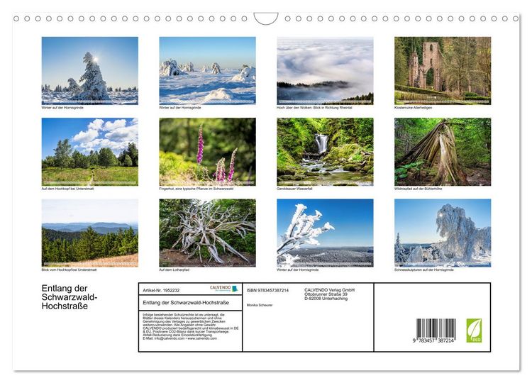 Produktbild: Entlang der Schwarzwald-Hochstra&szlig;e (Wandkalender 2026 DIN A3 quer), CALVENDO Monatskalender