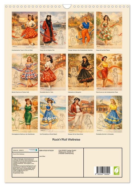 Produktbild: Rock'n'Roll Weltreise (Wandkalender 2027 DIN A3 hoch), CALVENDO Monatskalender