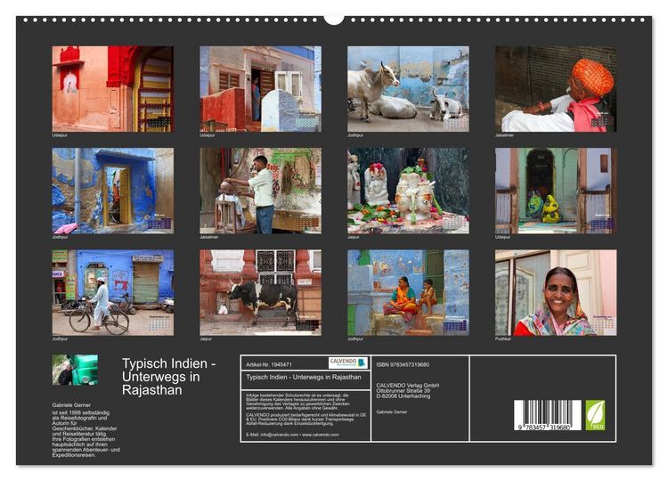 Produktbild: Typisch Indien - Unterwegs in Rajasthan (hochwertiger Premium Wandkalender 2026 DIN A2 quer), Kunstdruck in Hochglanz