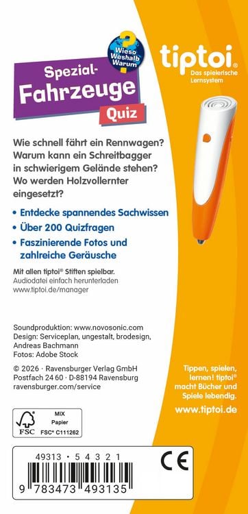 Produktbild: tiptoi&reg; Wieso? Weshalb? Warum? Quiz - Spezialfahrzeuge